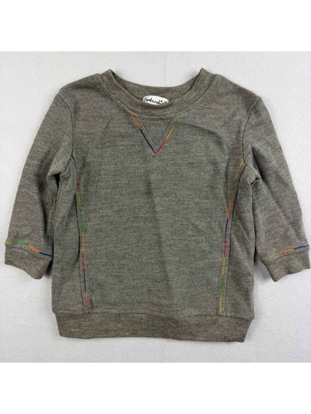 Splendid Baby Boy 6-12M Gray Sweatshirt Multicolor Stitching